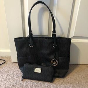 Michael Kors Black Tote and Wallet